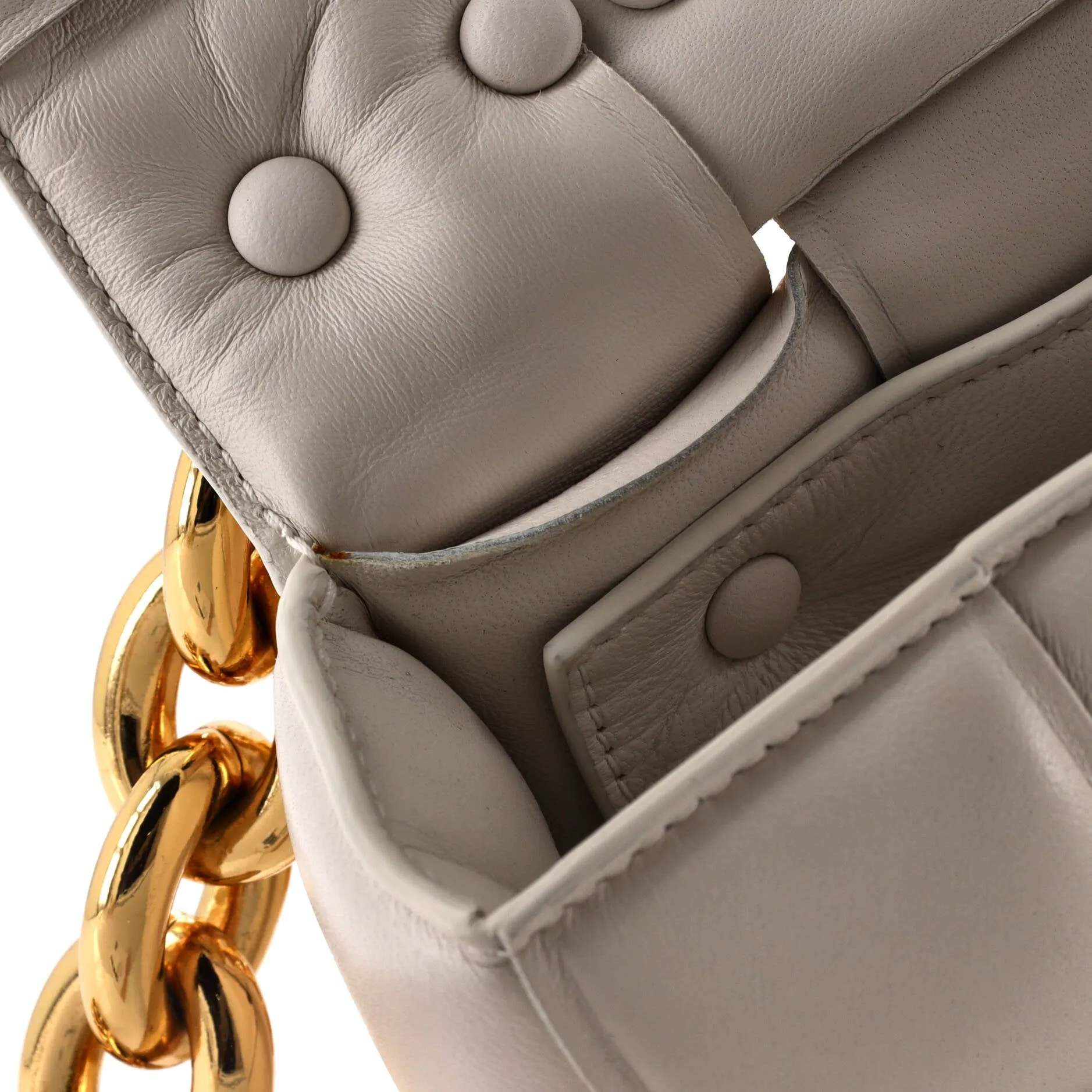 Cassette Chain Crossbody Bag Padded Maxi Intrecciato Leather