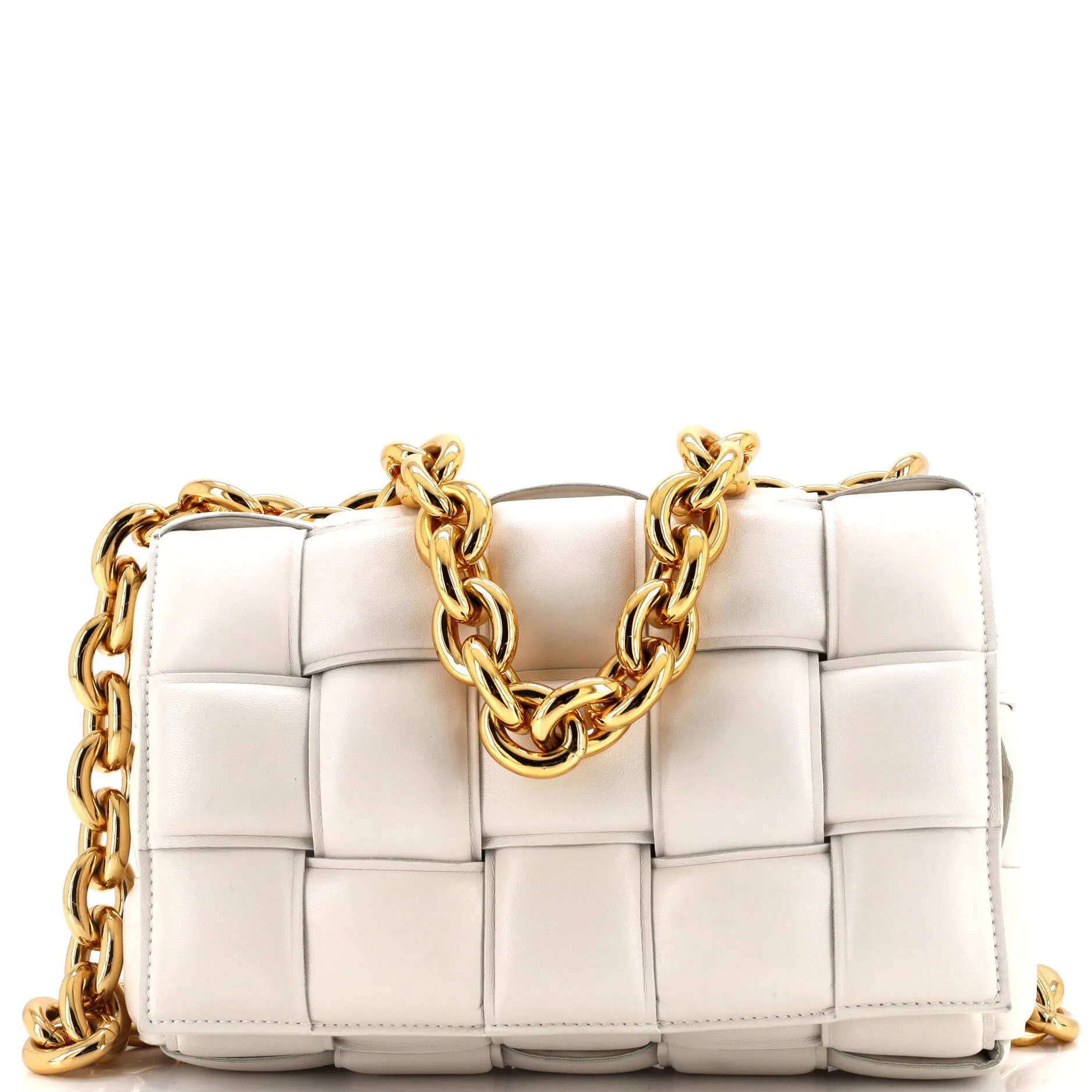 Cassette Chain Crossbody Bag Padded Maxi Intrecciato Leather