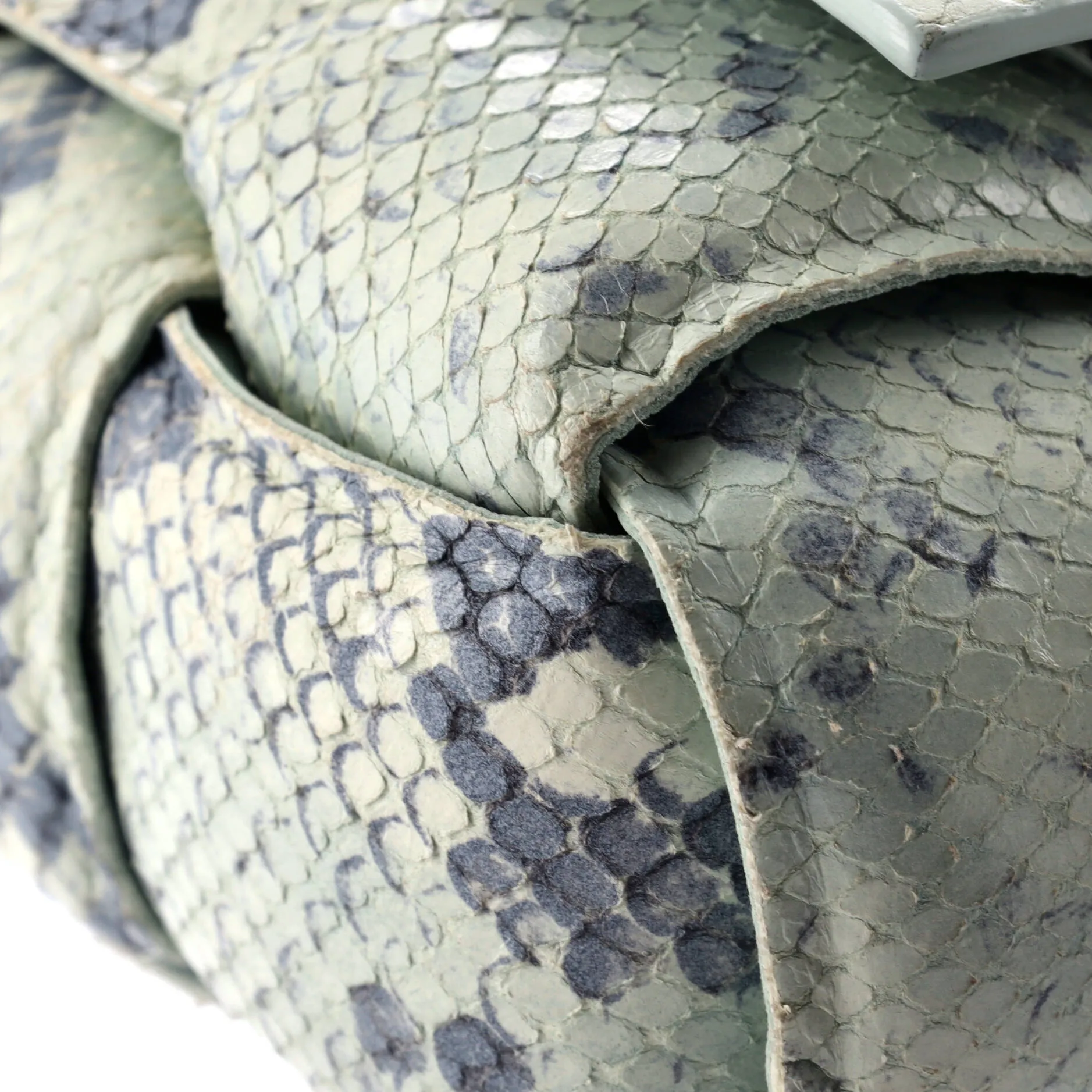 Cassette Crossbody Bag Padded Maxi Intrecciato Python Embossed Leather