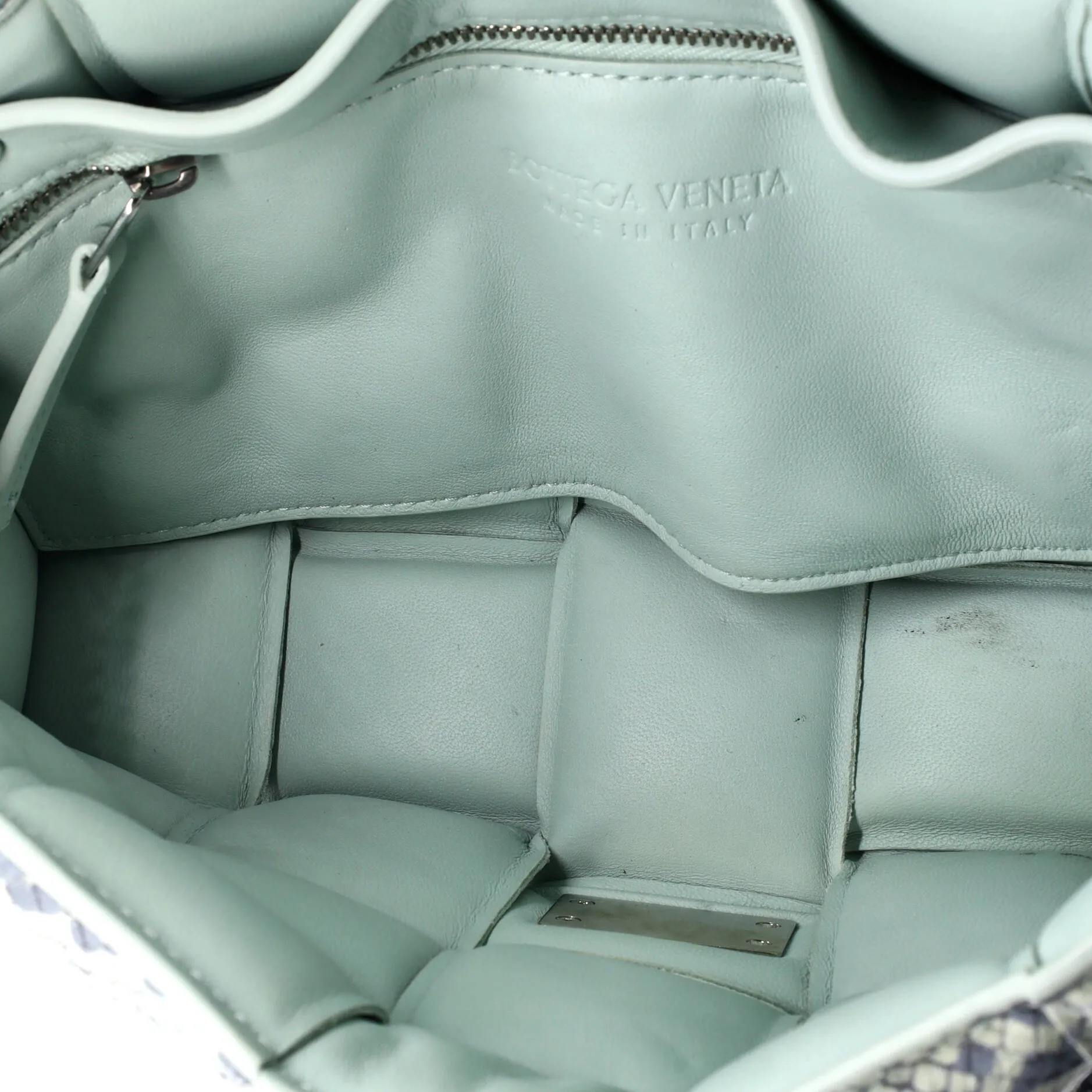 Cassette Crossbody Bag Padded Maxi Intrecciato Python Embossed Leather