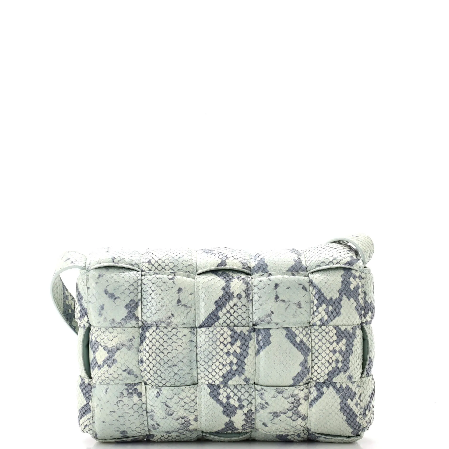 Cassette Crossbody Bag Padded Maxi Intrecciato Python Embossed Leather