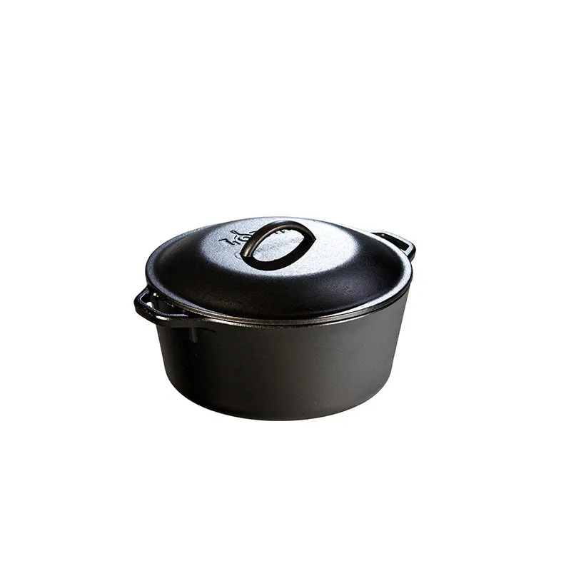 Cast Iron Dutch Oven-(5 Quart) portable camping kitchen set discount camping cookware kit sale olding camp kitchen box clearance