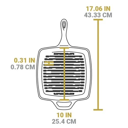Cast Iron Square Grill Pan - 10.5in