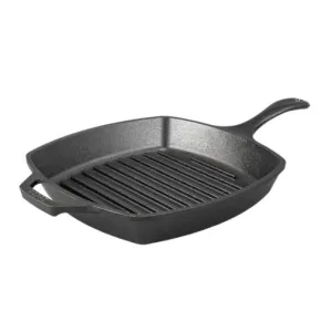 Cast Iron Square Grill Pan - 10.5in portable camping kitchen set discount camping cookware kit sale olding camp kitchen box clearance