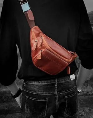 Casual Black MENS LEATHER FANNY PACK FOR MEN Cool BUMBAG Brown WAIST BAGS For Men Brown