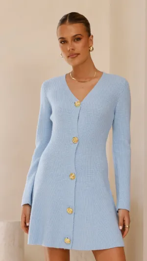 Catarina Long Sleeve Mini Dress - Blue,prom dresses,wedding guest dresses,homecoming dresses,bridesmaid dresses,cocktail dresses,women clothing,summer dresses,formal dresses,sundresses,mother of the bride dresses,quince clothing,bodycon dress,dress casual,