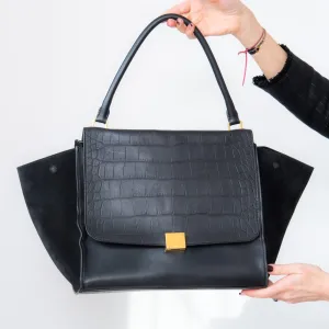Celine Black Leather Trapeze Bag handbags sale 80% off