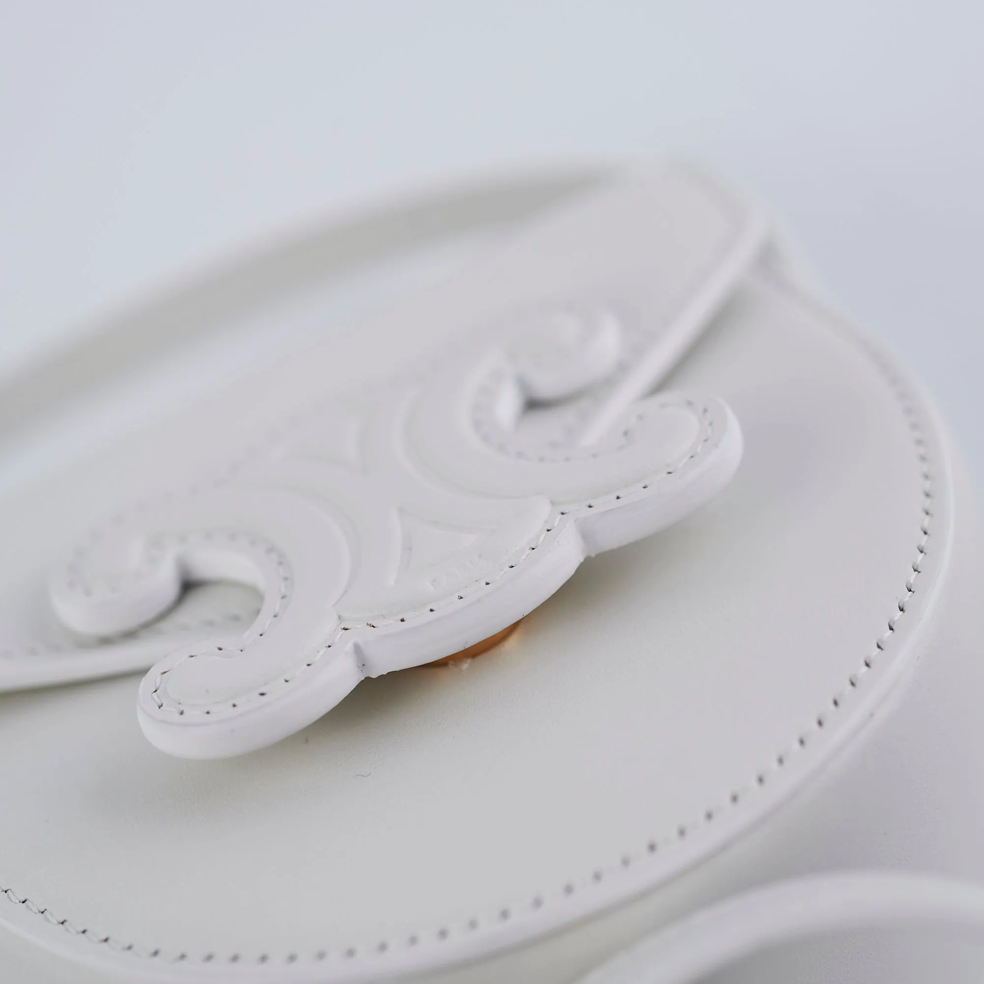 Celine Cuir Mini Triomphe White Crossbody Bag