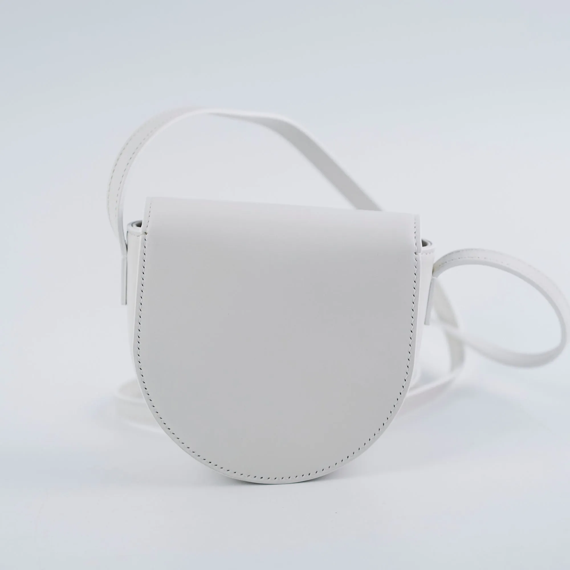 Celine Cuir Mini Triomphe White Crossbody Bag