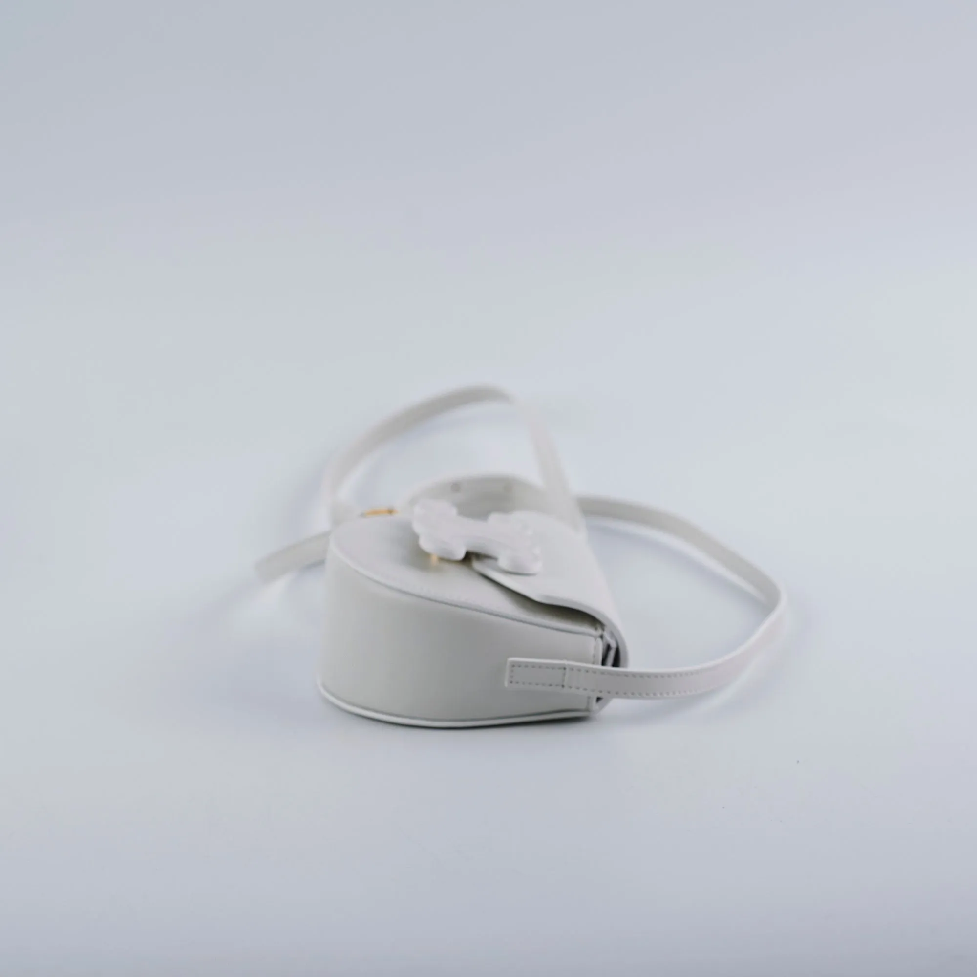 Celine Cuir Mini Triomphe White Crossbody Bag