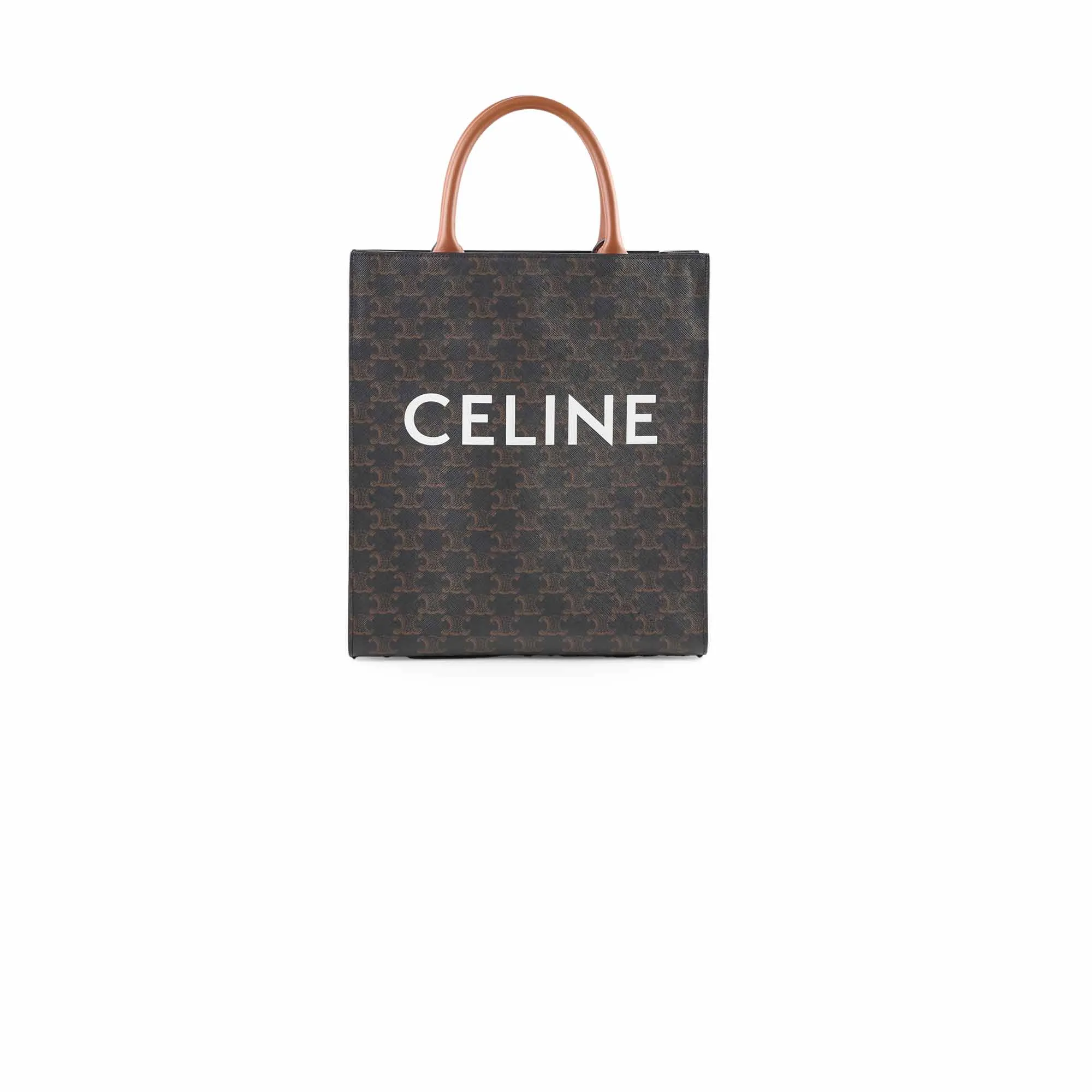 Celine Vertical Cabas Canvas Tote Brown Top Handle Bags Cheap