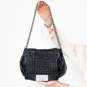 Celine Vintage Black Leather Shoulder Bag handbags sale 80% off