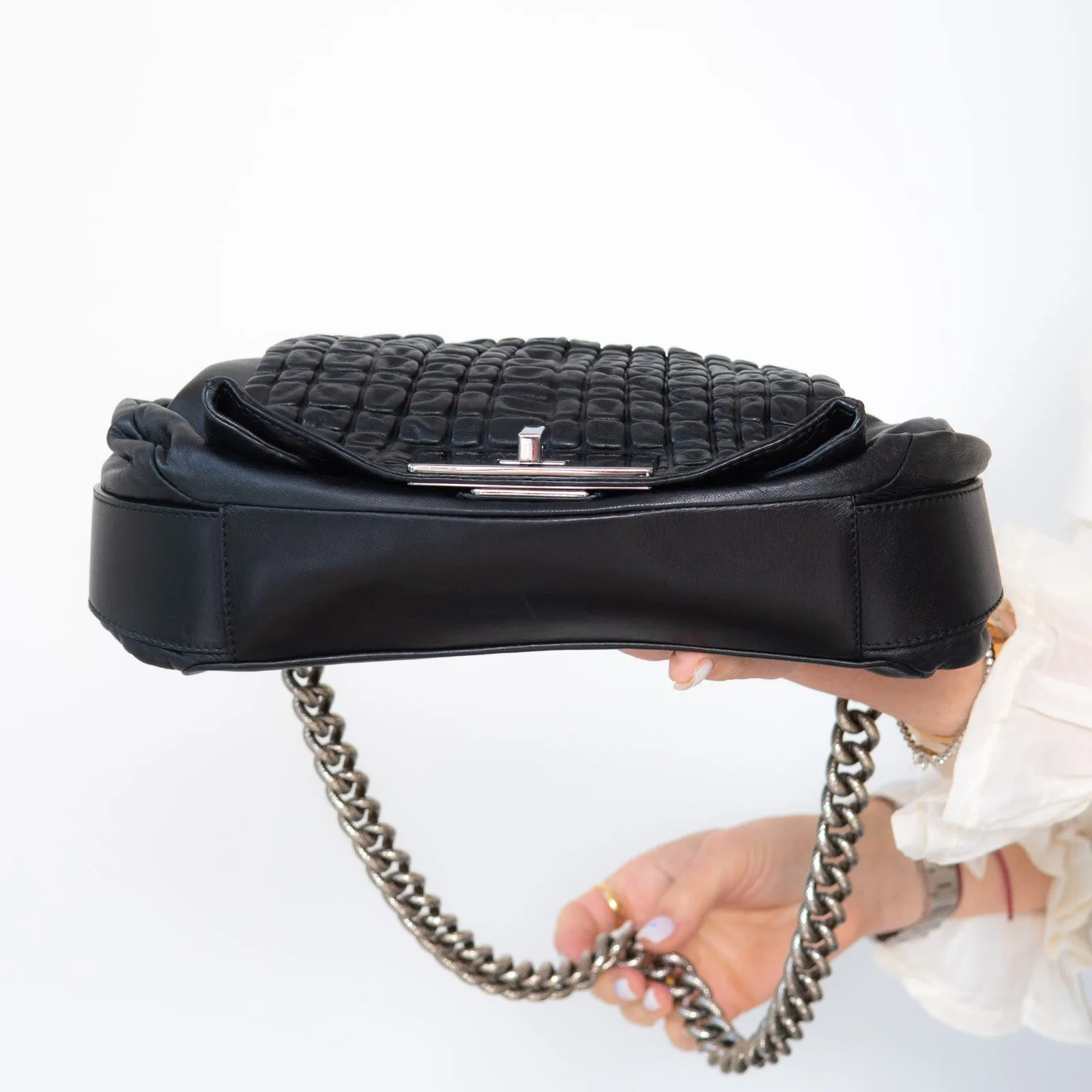 Celine Vintage Black Leather Shoulder Bag