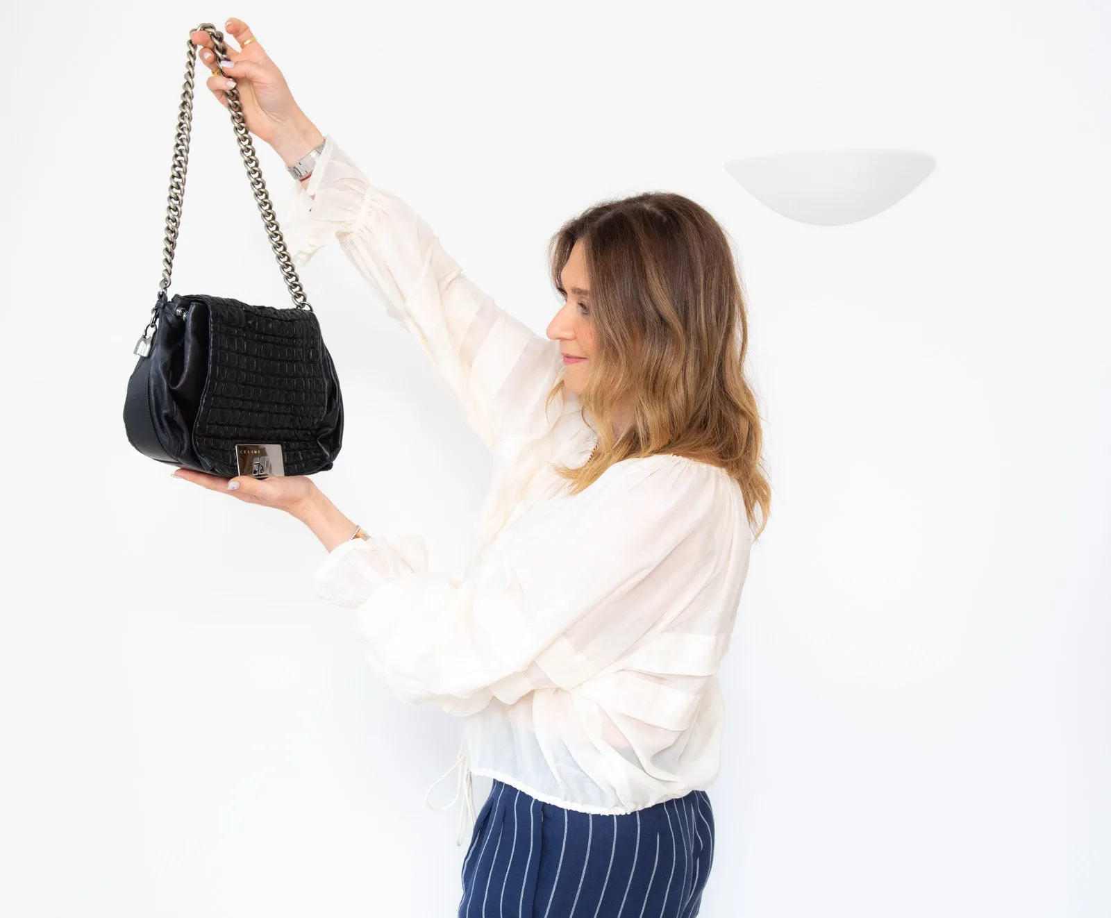 Celine Vintage Black Leather Shoulder Bag