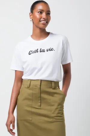 C'est La Vie Short Sleeve T-Shirt White,women t-shirt cotton,women t-shirt top,boutique women's clothing