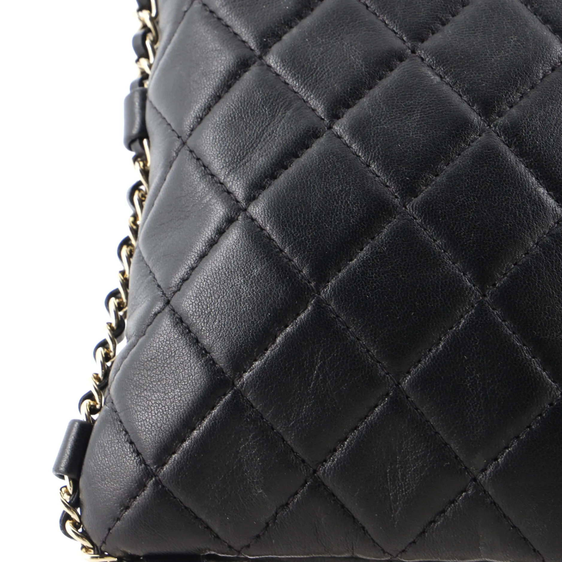 Chain Around Flat Phone Holder Crossbody Quilted Lambskin