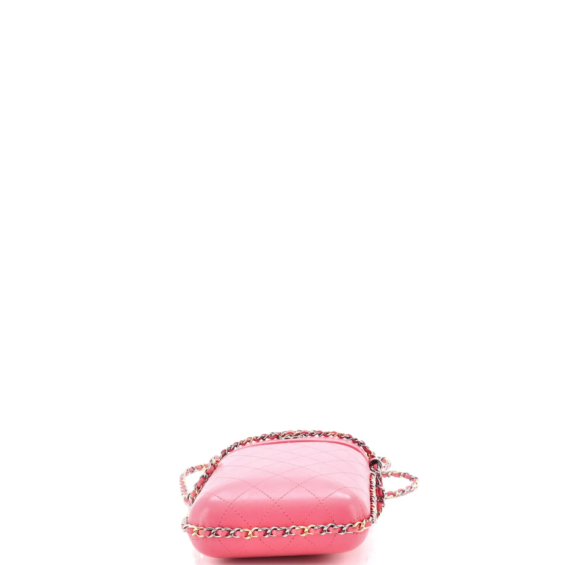 Chain Around Phone Holder Box Crossbody Quilted Lambskin