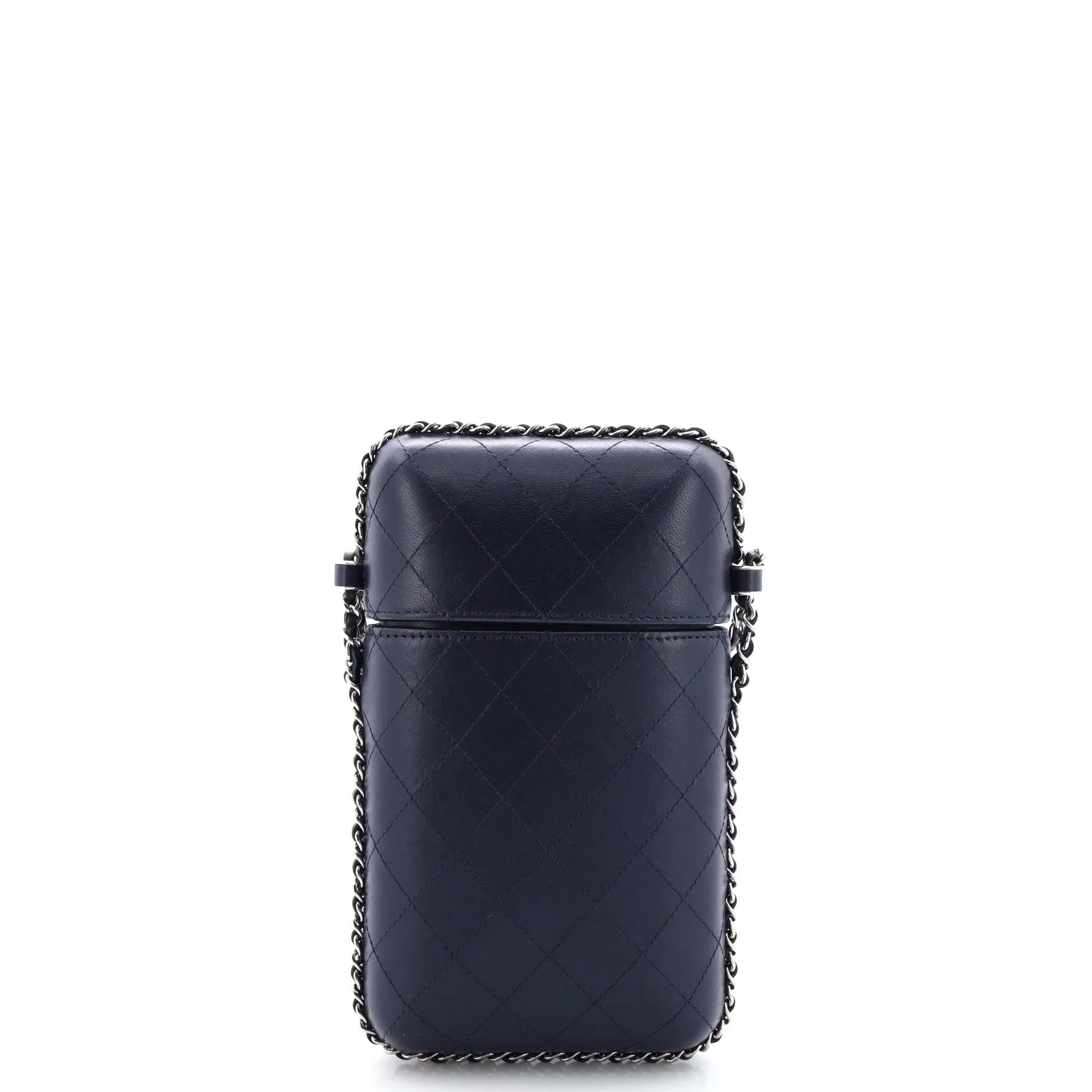 Chain Around Phone Holder Box Crossbody Quilted Lambskin