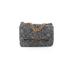 Chanel 19 Tweed Medium/Large Flap Bag Grey/Black Crossbody Bags Cheap Online