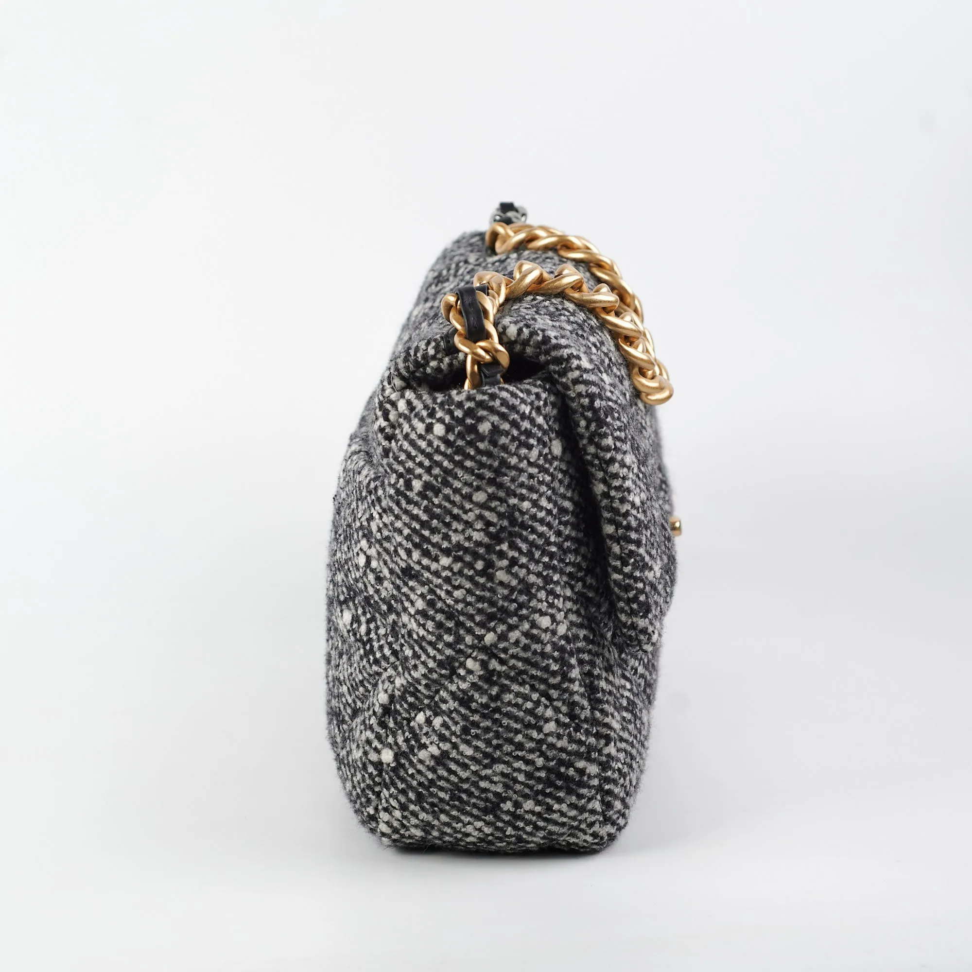 Chanel 19 Tweed Medium/Large Flap Bag Grey/Black