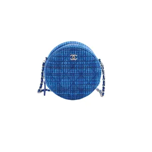 Chanel CC Tweed Mini Round Clutch with Chain Blue 2019 Crossbody Bags Cheap Online
