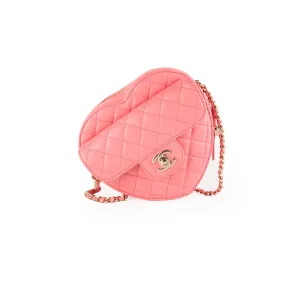 Chanel Heart Bag Large Lambskin Pink (Microchipped) Crossbody Bags Cheap Online
