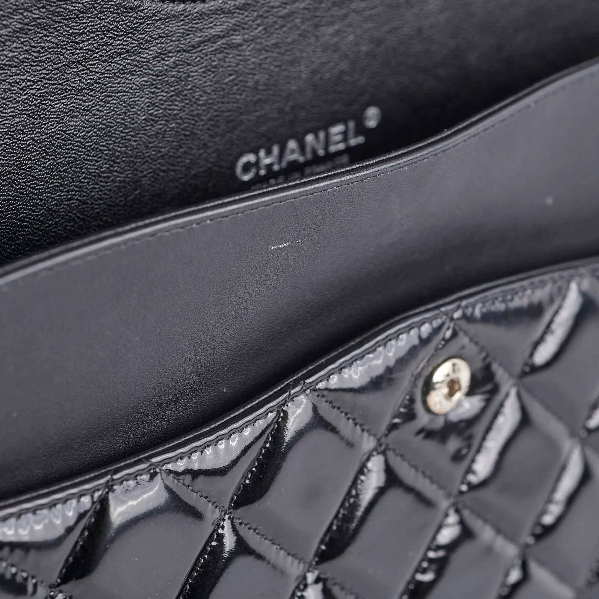 Chanel Maxi Patent Flap Black 20 Series