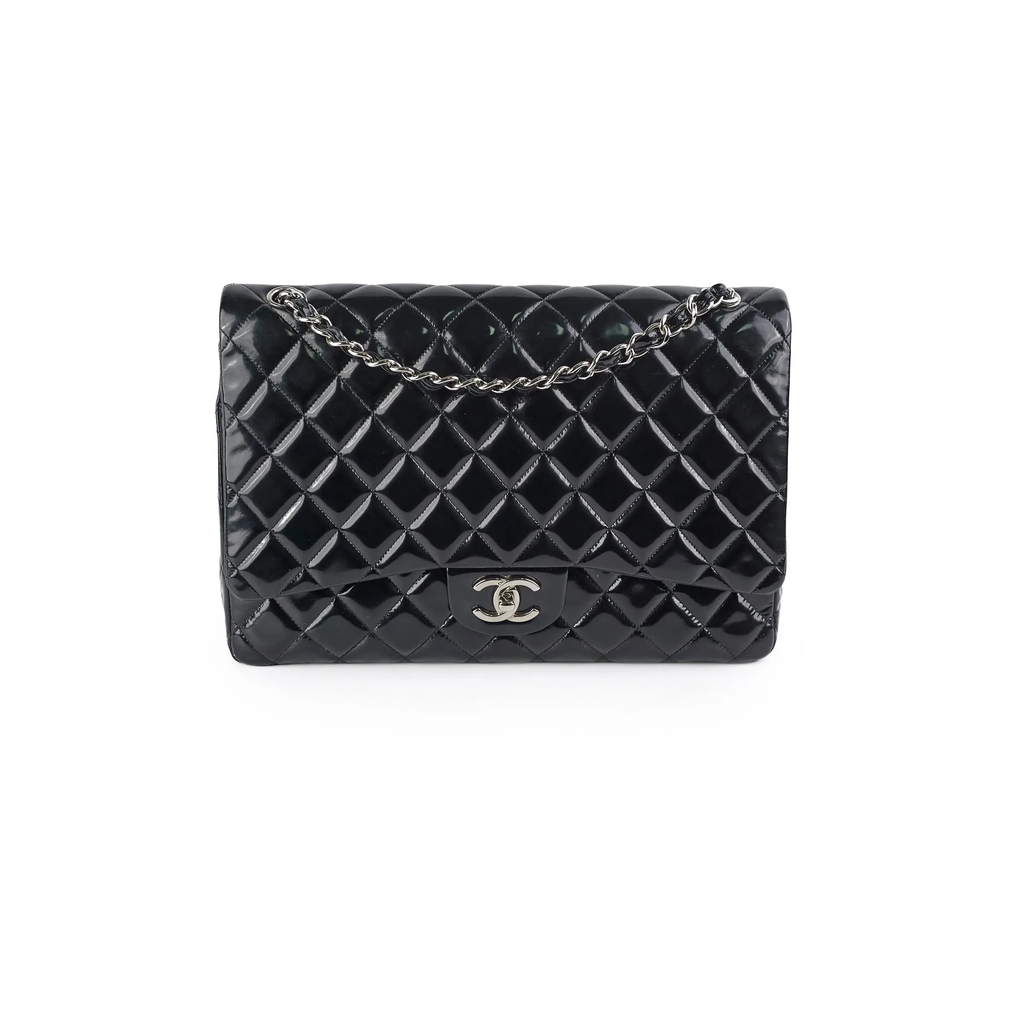 Chanel Maxi Patent Flap Black 20 Series Crossbody Bags Cheap Online