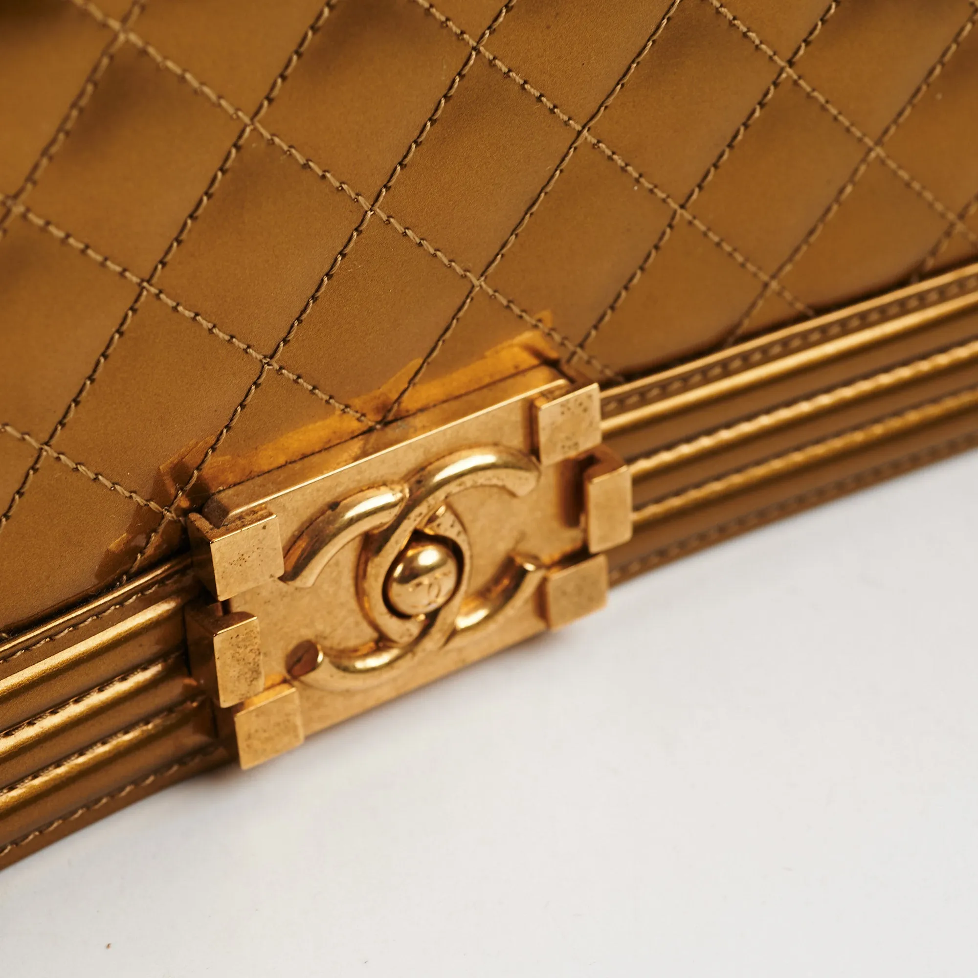 Chanel Medium Boy Patent Gold