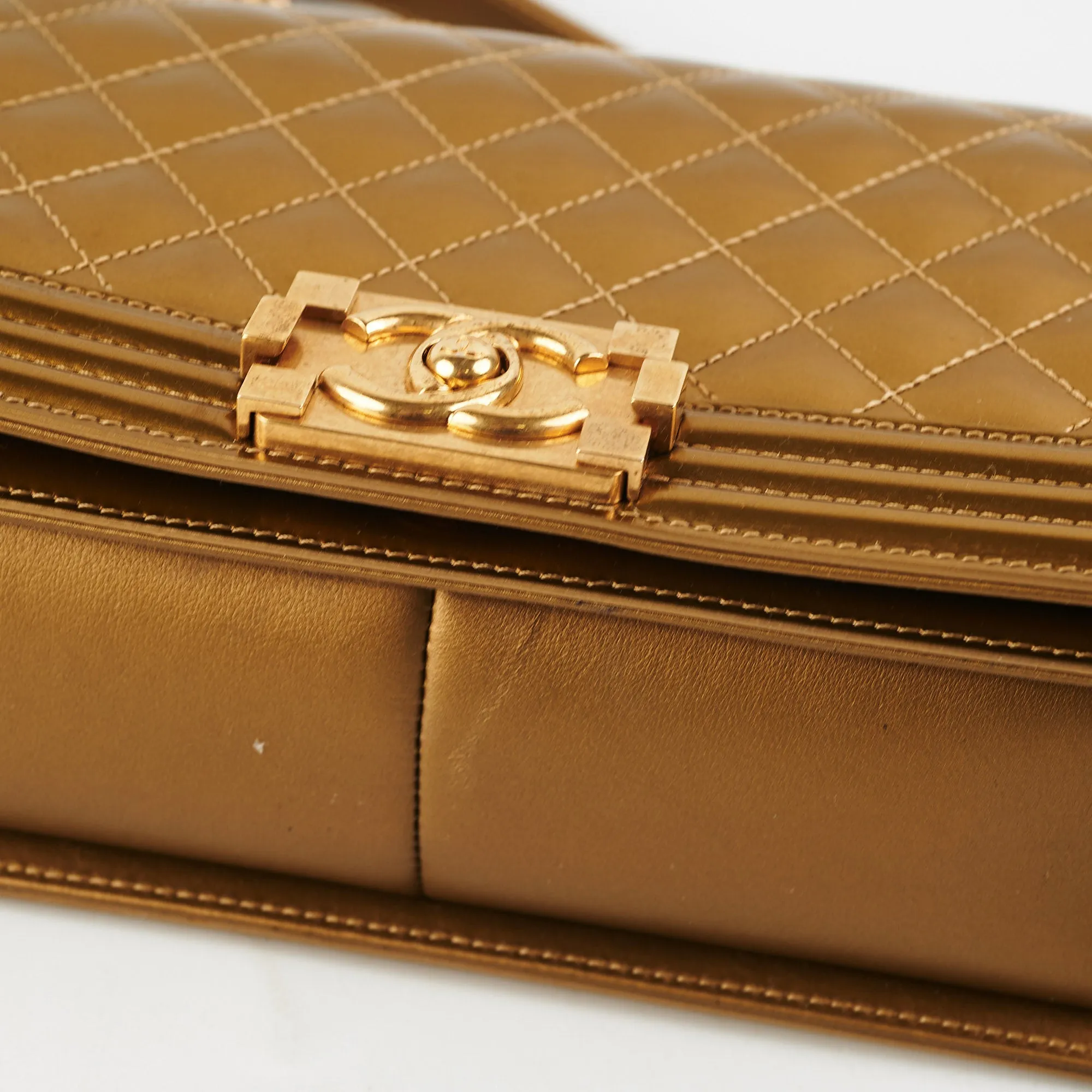 Chanel Medium Boy Patent Gold
