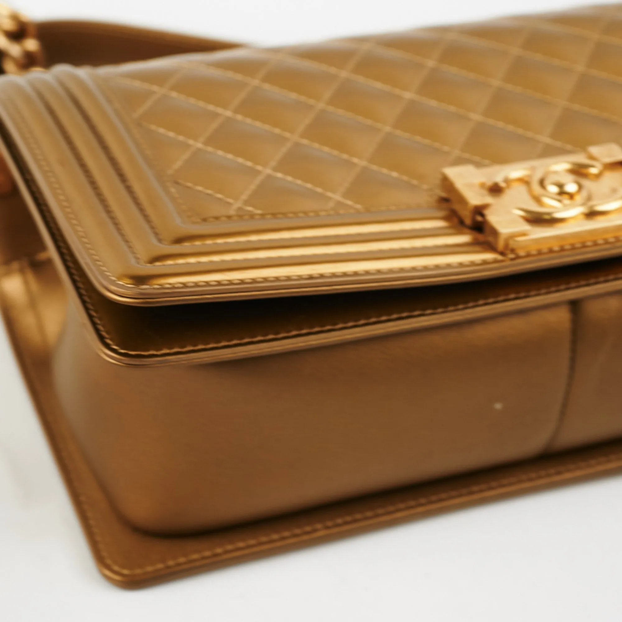 Chanel Medium Boy Patent Gold
