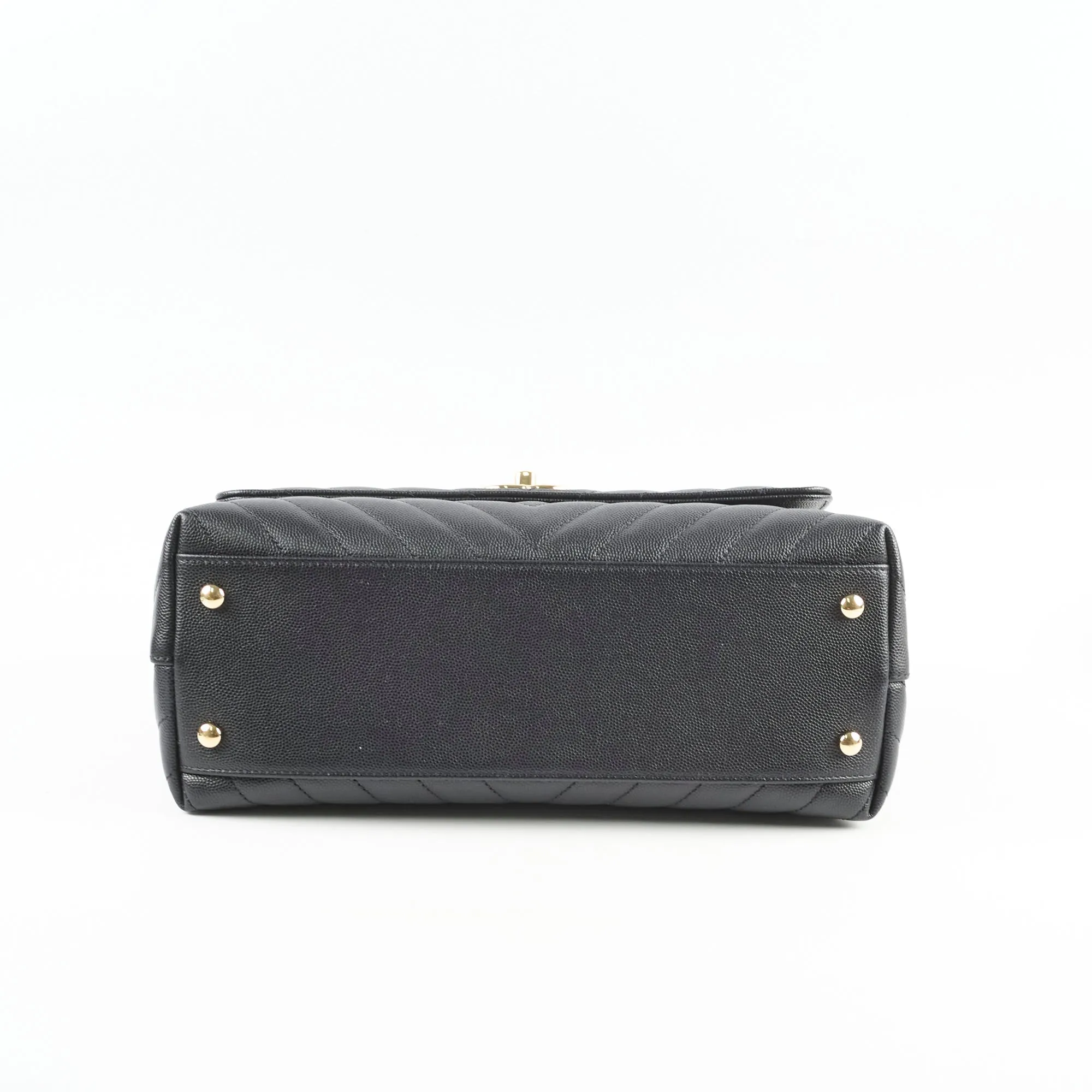 Chanel Medium Coco Handle (Lizard Top Handle) Black Chevron