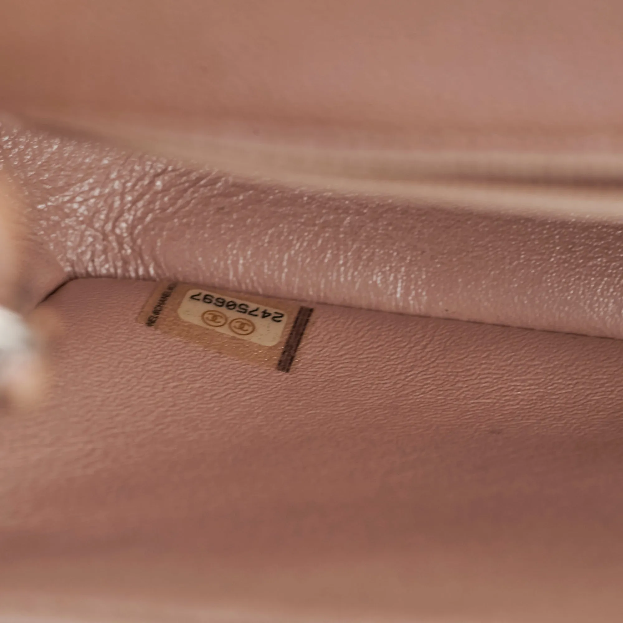 Chanel Mini Rectangular Chevron Caviar Rose Gold Iridescent