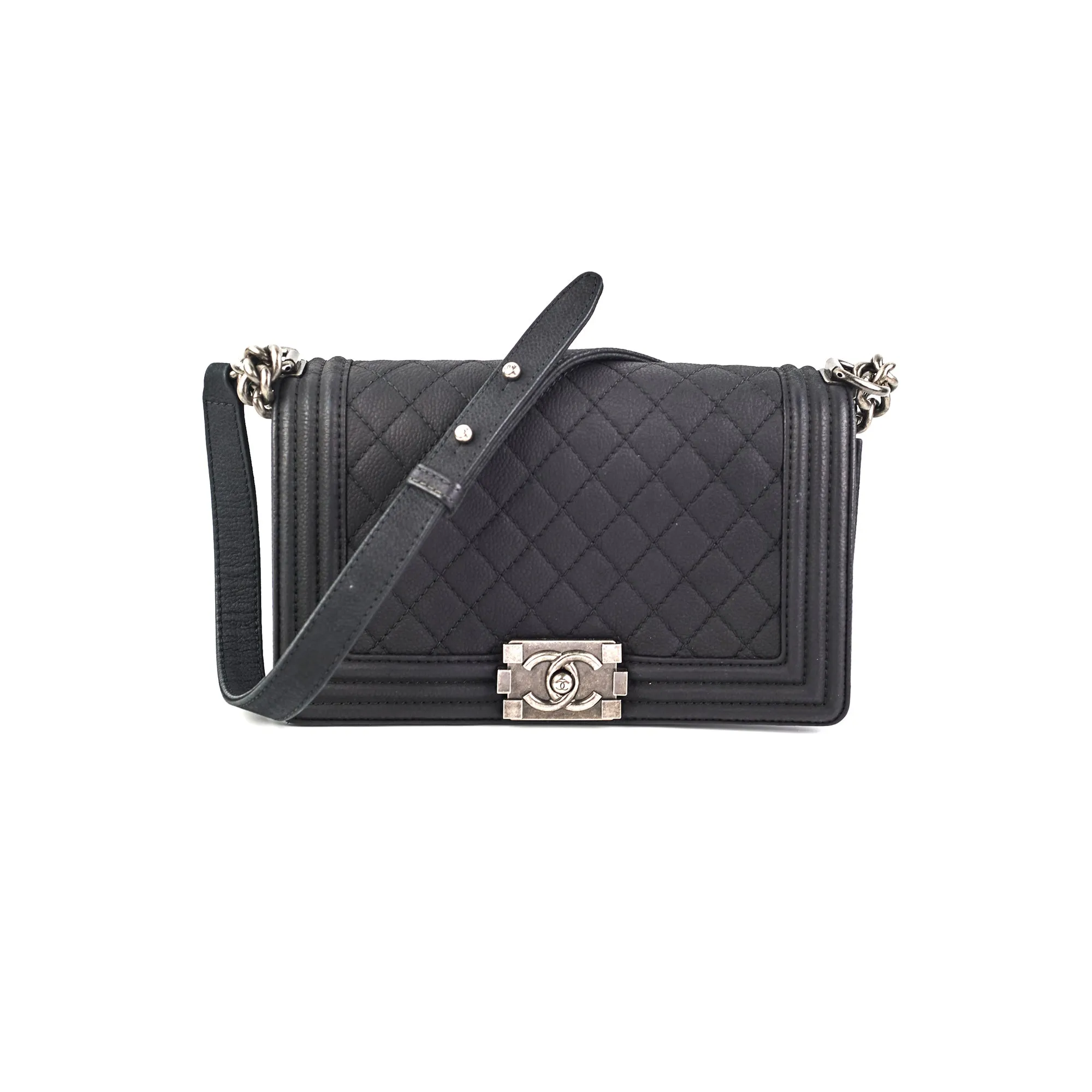 Chanel Old Medium Boy Black Crossbody Bags Cheap Online
