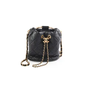 Chanel Pearl Top Handle Bucket Bag Lambskin Black Crossbody Bags Cheap Online