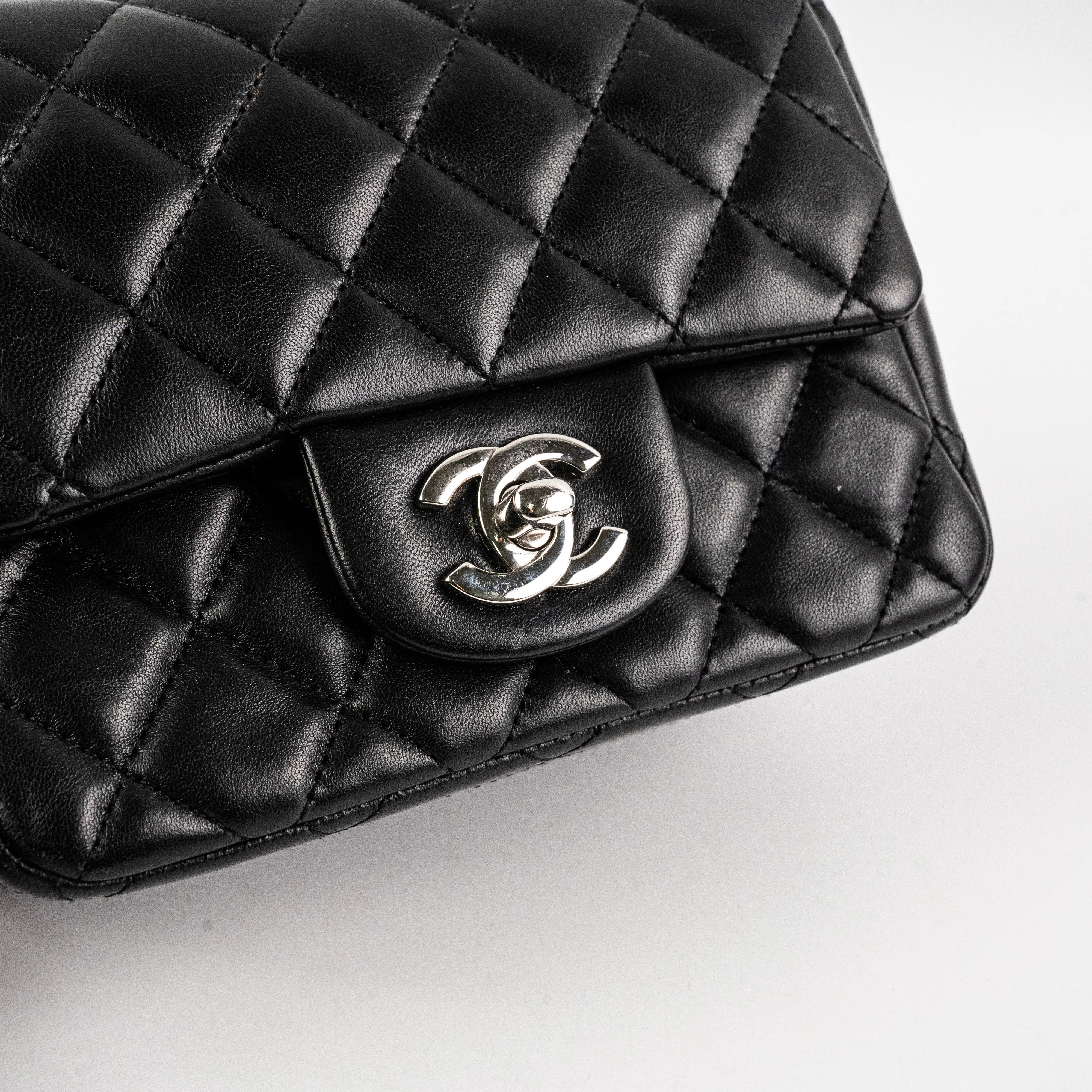 Chanel Square Mini Lambskin Black Bag