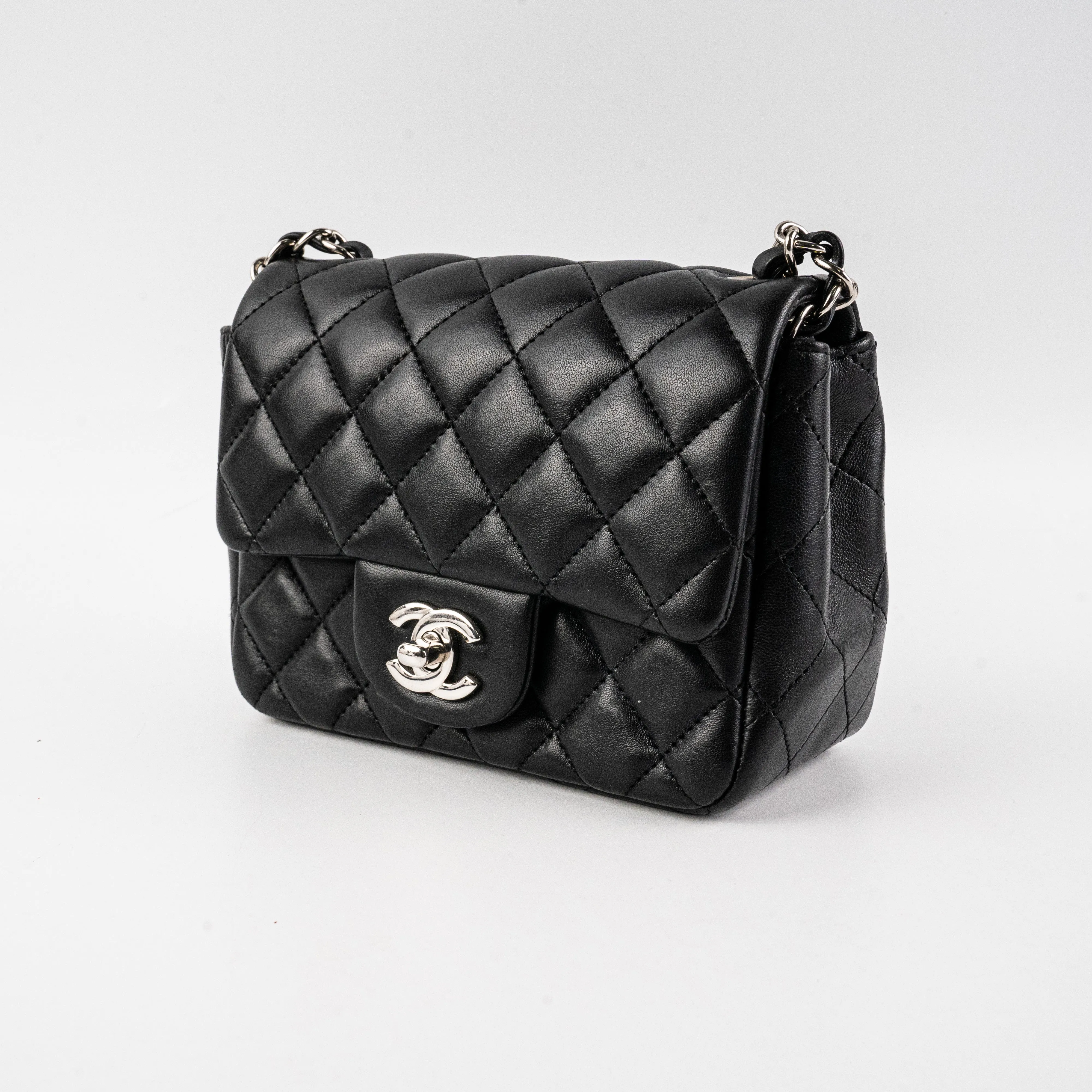 Chanel Square Mini Lambskin Black Bag