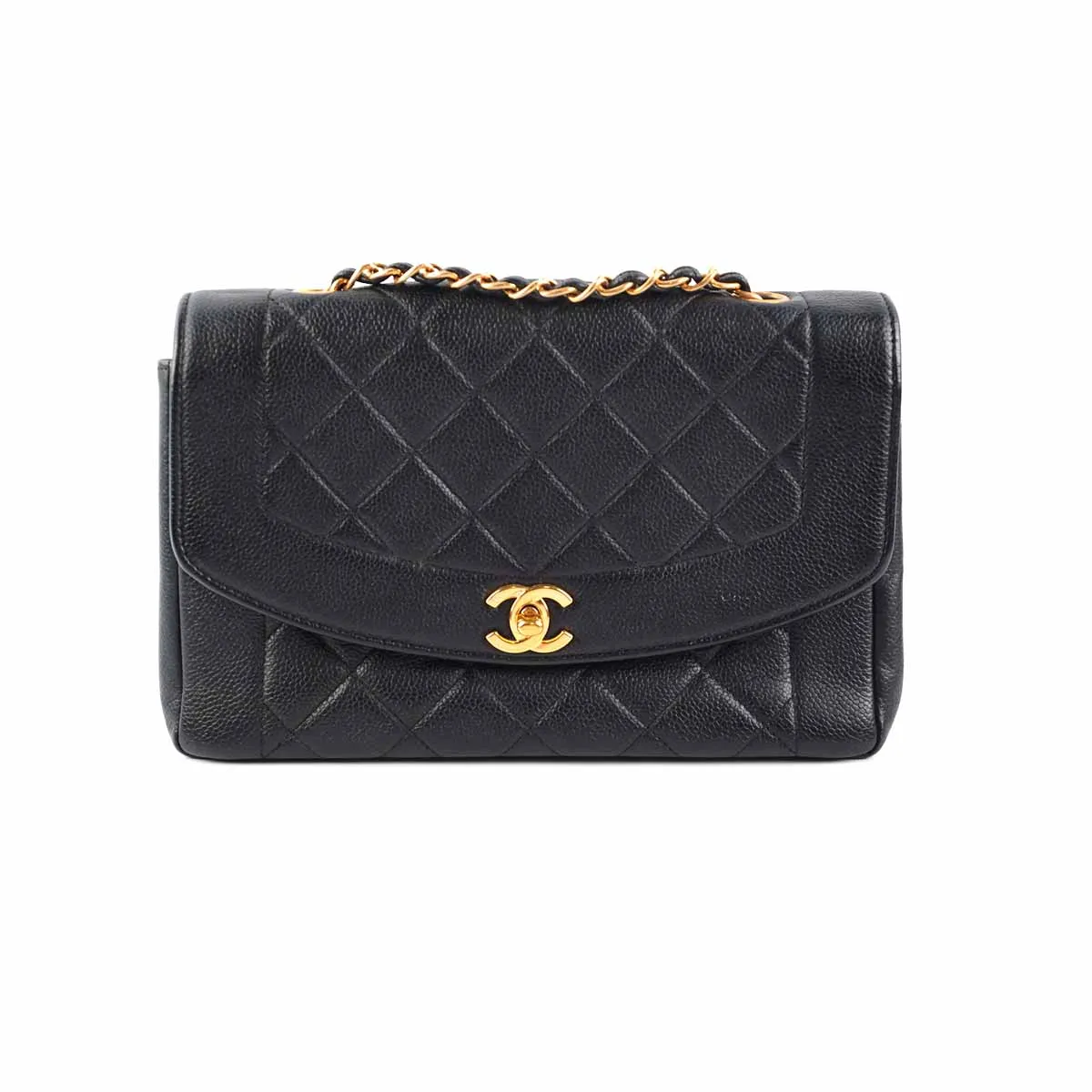 Chanel Vintage Caviar Medium Diana Flap Bag Black Crossbody Bags Cheap Online