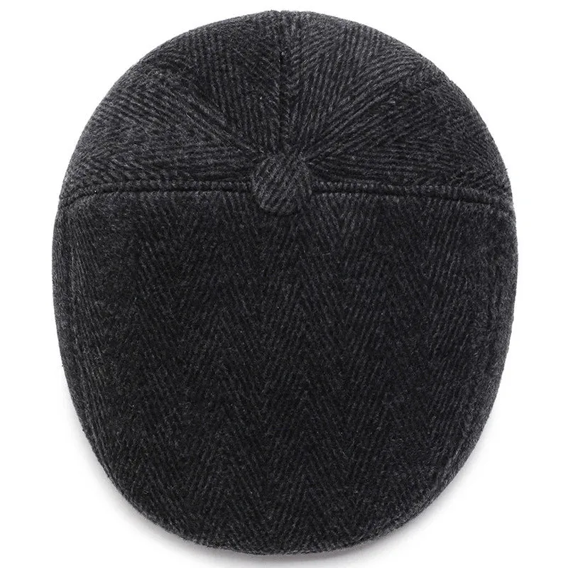 Chapman Winter Earflaps Wool Flat Cap