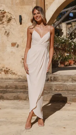Charlotte Draped Maxi Dress - Ivory,prom dresses,wedding guest dresses,homecoming dresses,bridesmaid dresses,cocktail dresses,women clothing,summer dresses,formal dresses,sundresses,mother of the bride dresses,quince clothing,bodycon dress,dress casual,dre