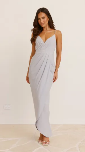Charlotte Draped Maxi Dress - Light Grey,prom dresses,wedding guest dresses,homecoming dresses,bridesmaid dresses,cocktail dresses,women clothing,summer dresses,formal dresses,sundresses,mother of the bride dresses,quince clothing,bodycon dress,dress casua
