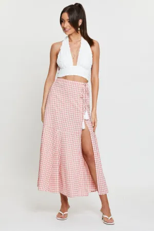 Check Maxi Skirt High Waist Front Split,skirt,denim skirt,mini skirt,maxi skirt,jean skirt,skort,tennis skirt,pleated skirt,pencil skirt,bubble skirt,plisse skirt,fitted skirt,midi skirt,short skirt,short mini skirt,leather skirt,a line skirt
