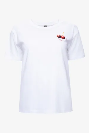 Cherry Short Sleeve T-Shirt White,women t-shirt cotton,women t-shirt top,boutique women's clothing