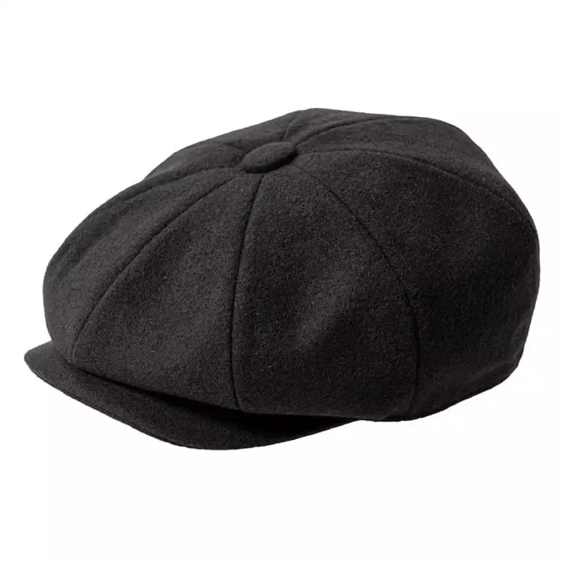 Chester Classic Wool Newsboy Cap stylish boater hat with ribbon on model