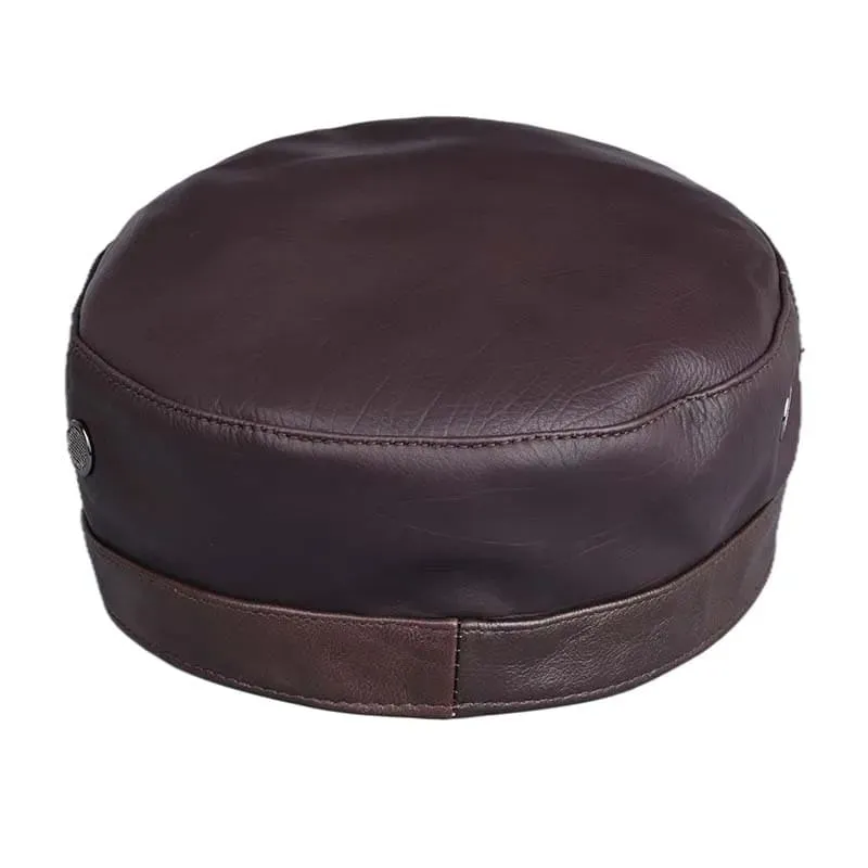 Chicago Plain Genuine Leather Army Cap