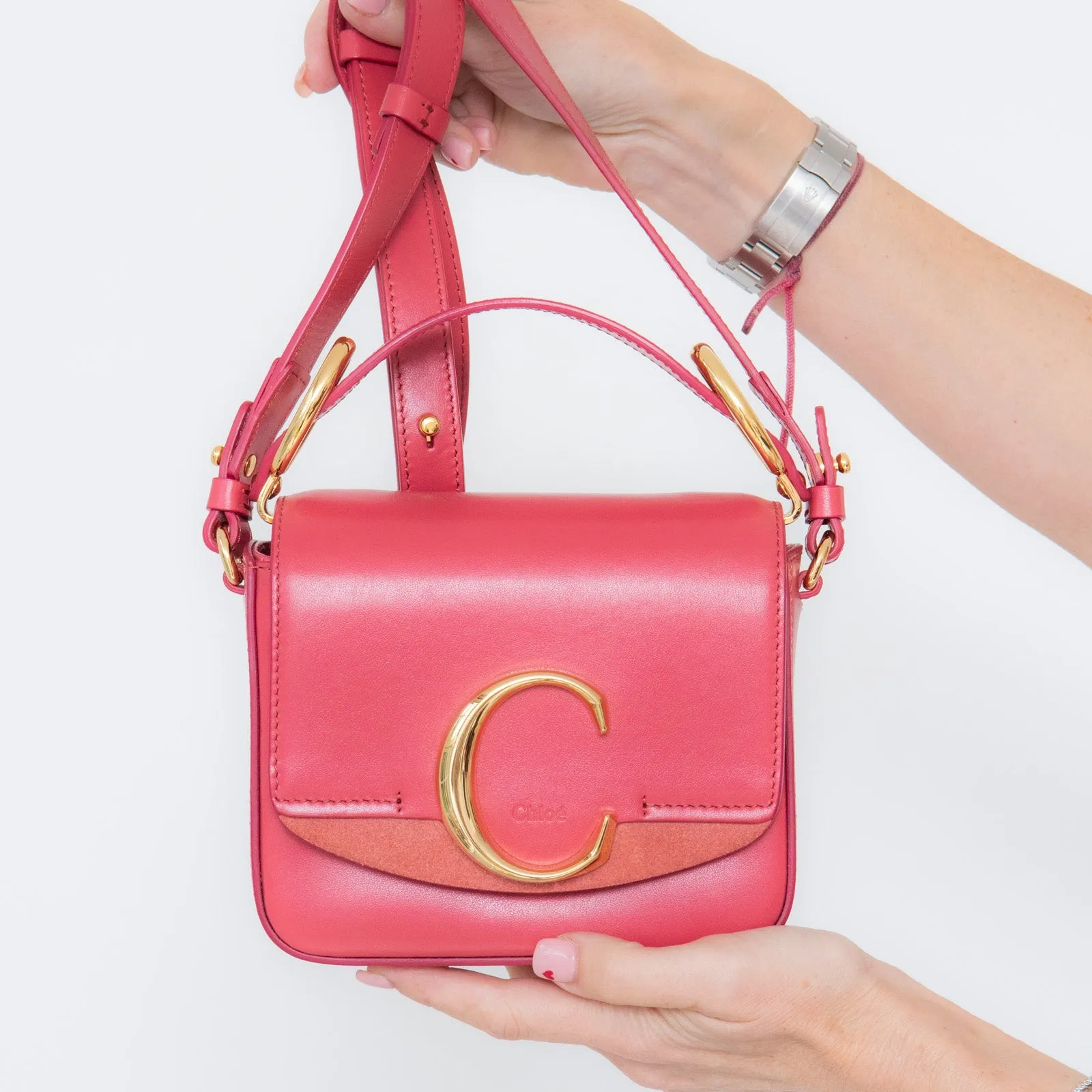 Chloe Captive Scarlet Pink Mini  C Logo Crossbody Bag handbags sale 80% off