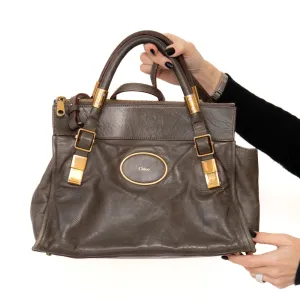 Chloe Grey Leather Victoria Tote Bag handbags sale 80% off