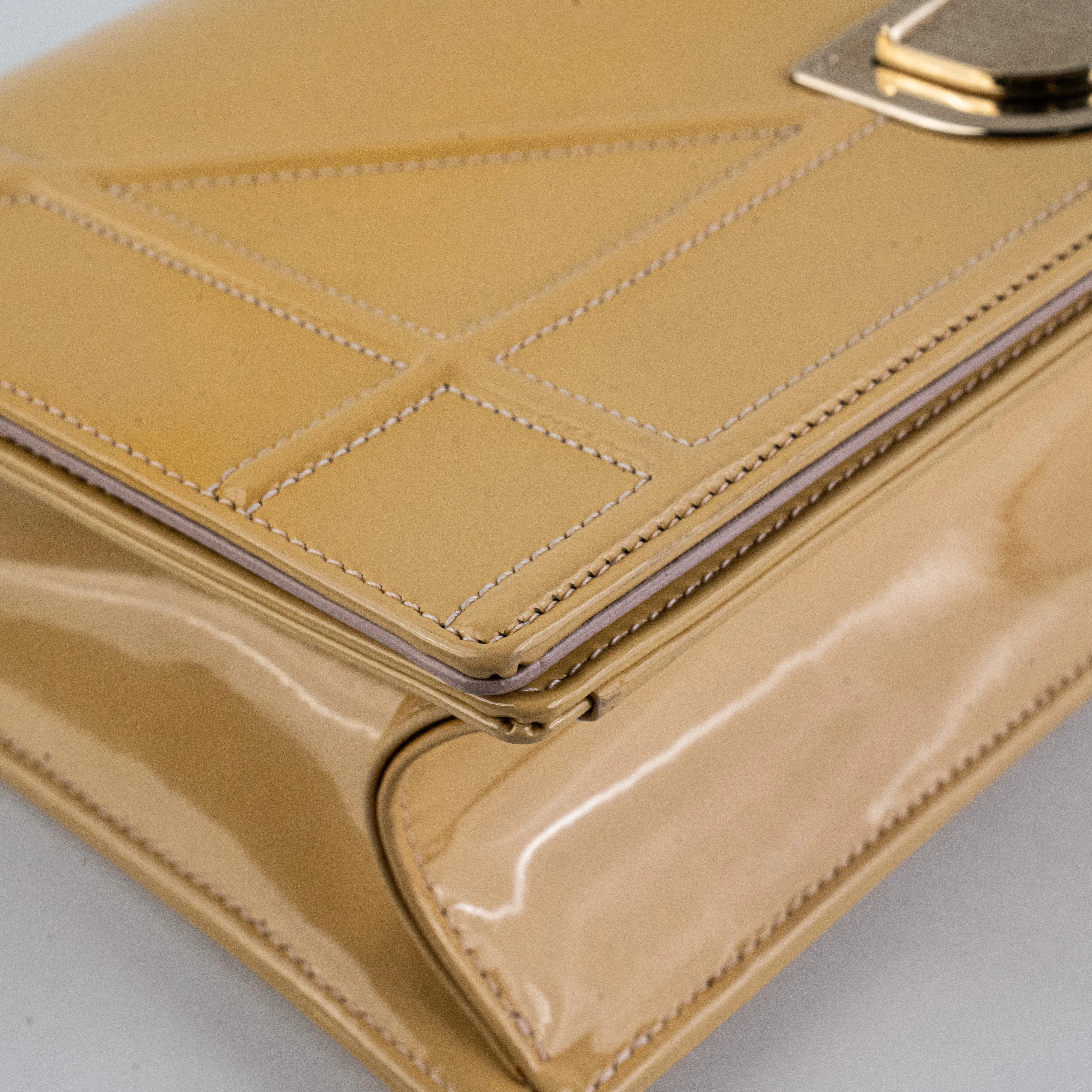 Christian Dior Diorama Medium Patent Shoulder Bag Yellow