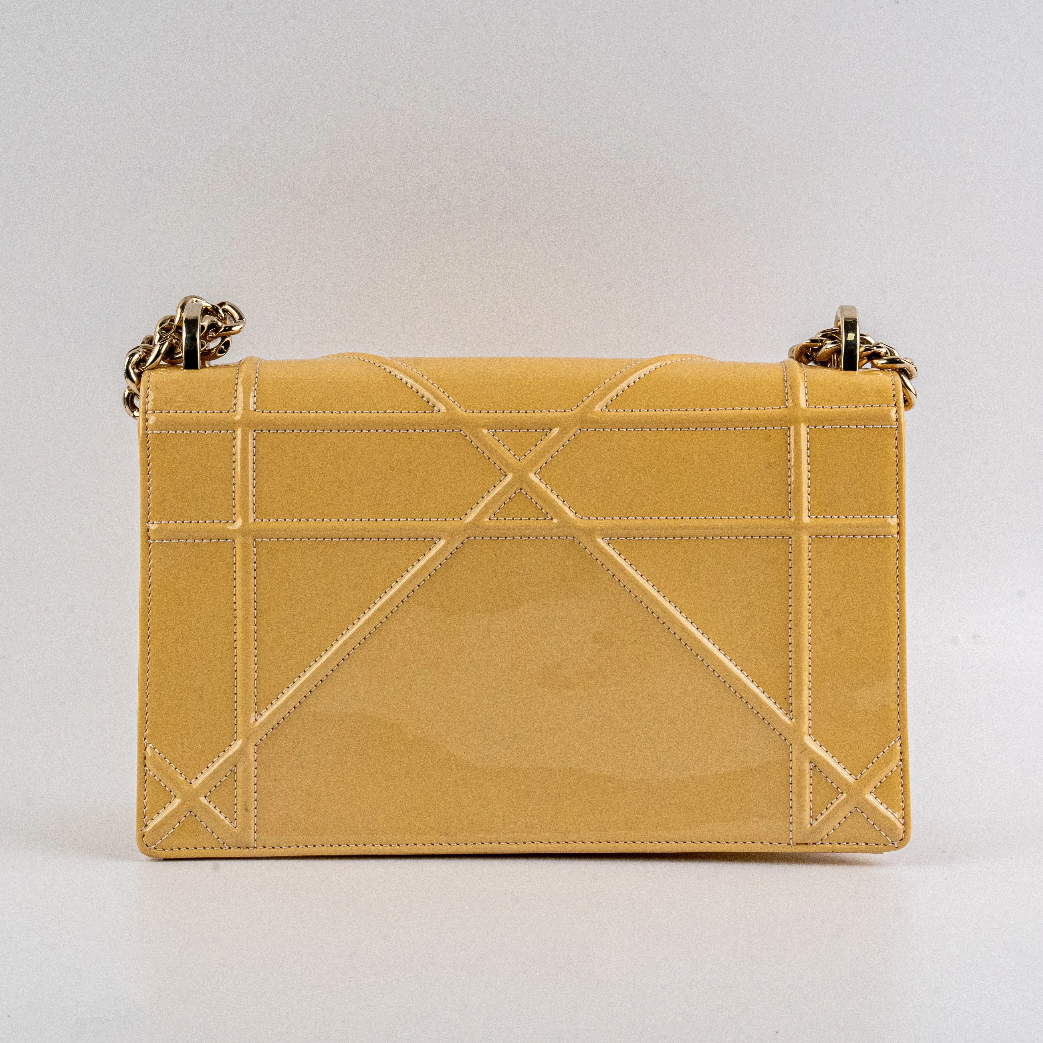 Christian Dior Diorama Medium Patent Shoulder Bag Yellow