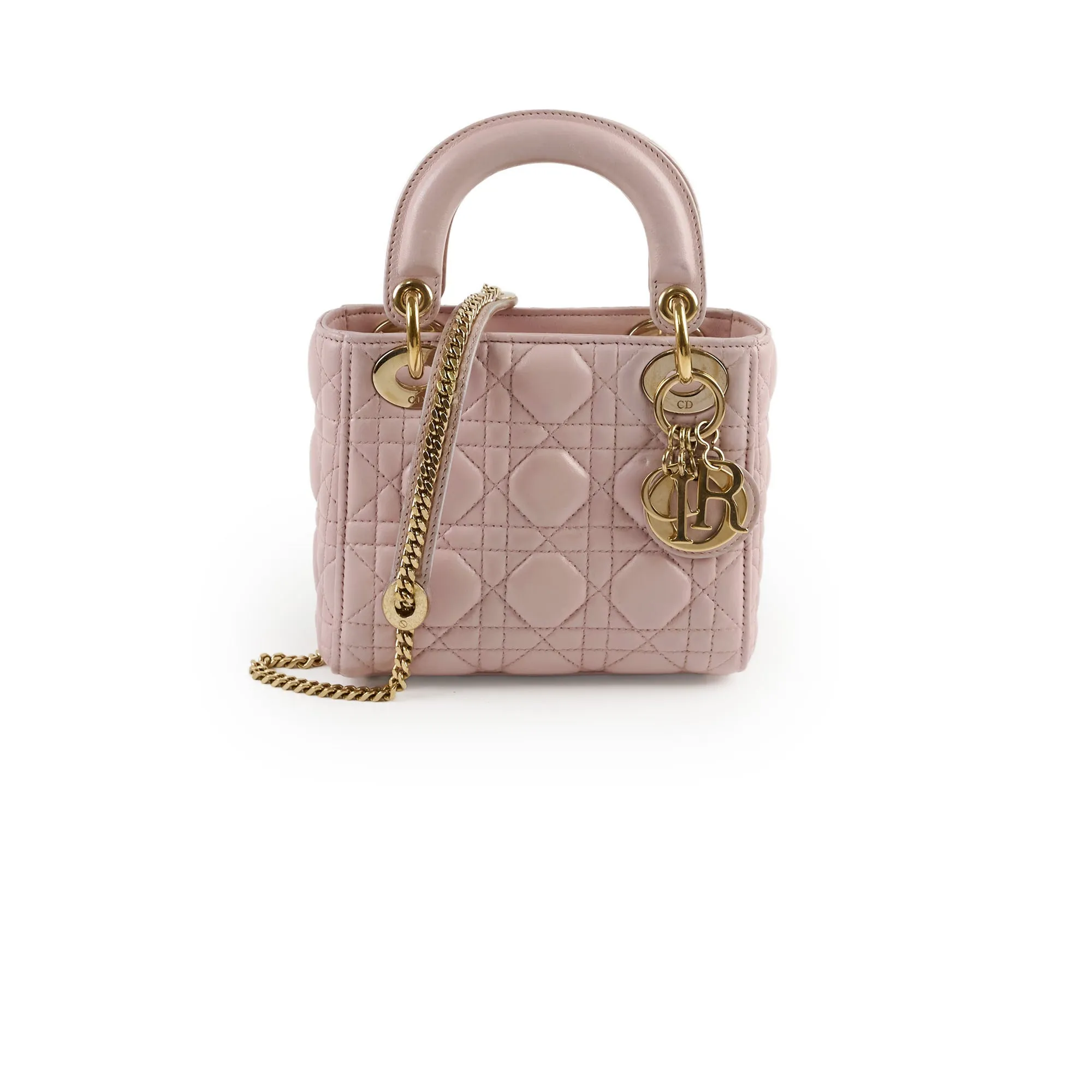 Christian Dior Lambskin Mini Lady Dior Baby Pink Crossbody Bags Cheap Online